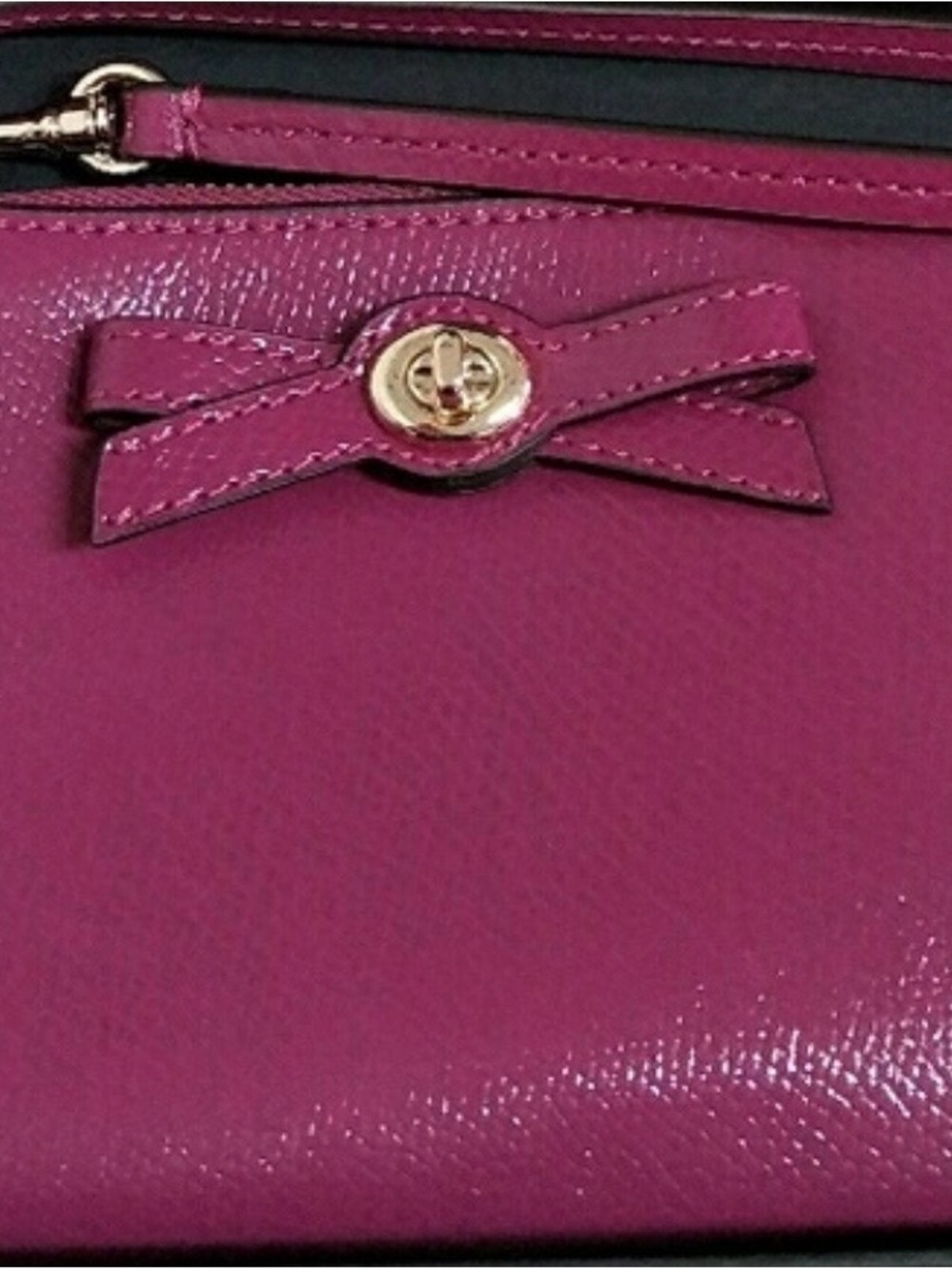 Coach Fuchsia Bow Wristlet with Gold-Tone Turnlock NWOT